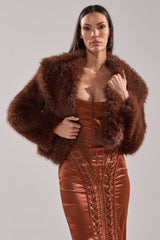 POPPY CROPPED FAUX FUR IN BROWN