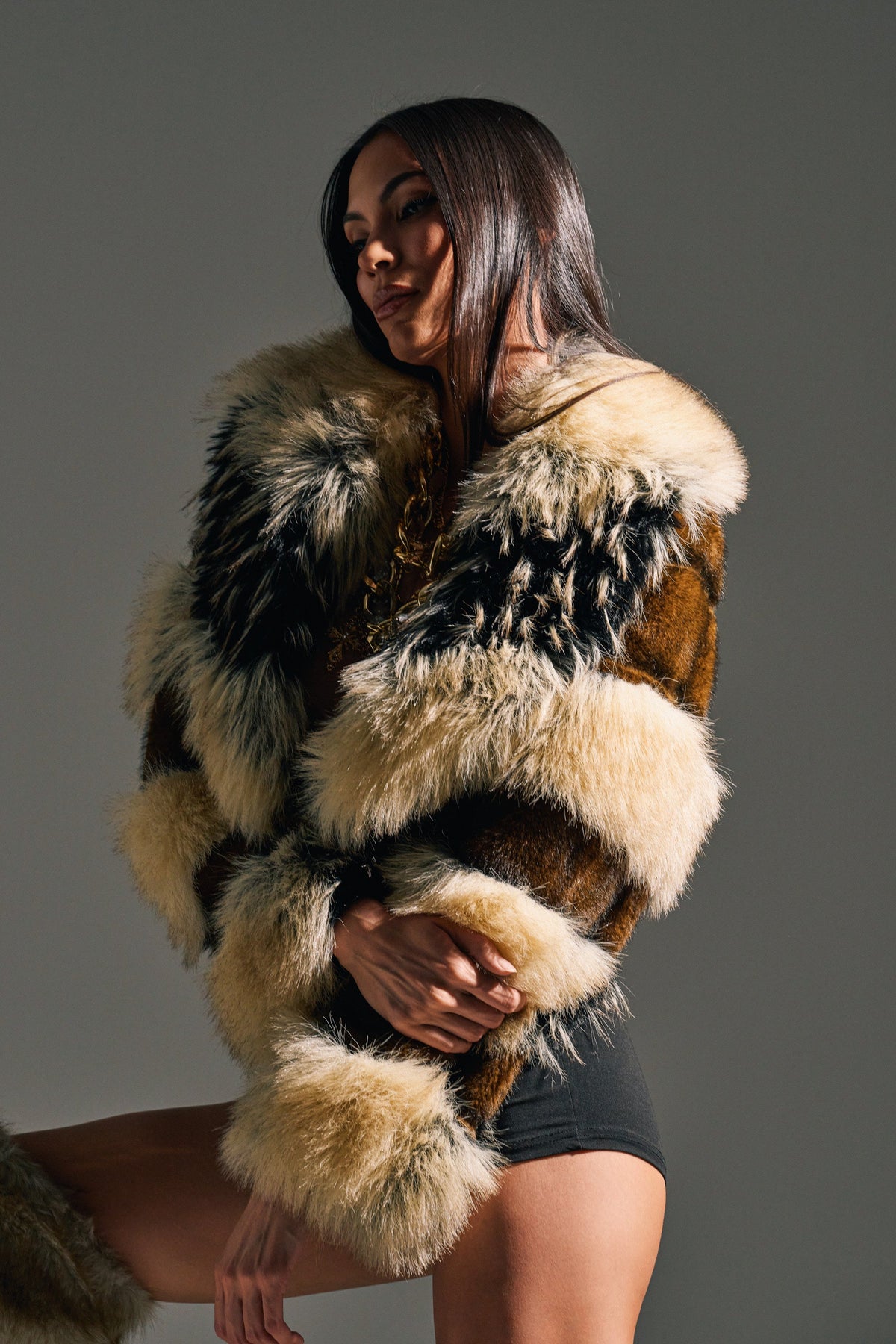 PORTIA CROPPED FAUX FUR JACKET