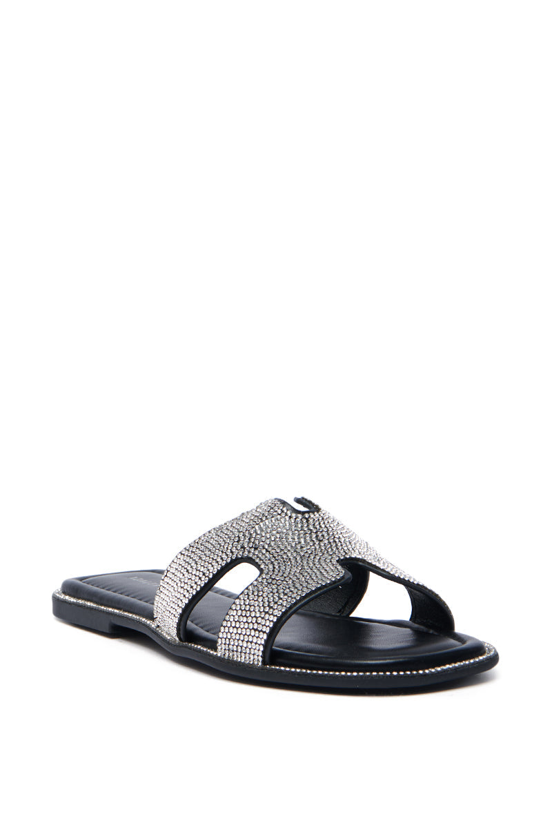 AKIRA PRINCESS PEACHY BLACK SLIP ON EMBELLISHED SANDAL