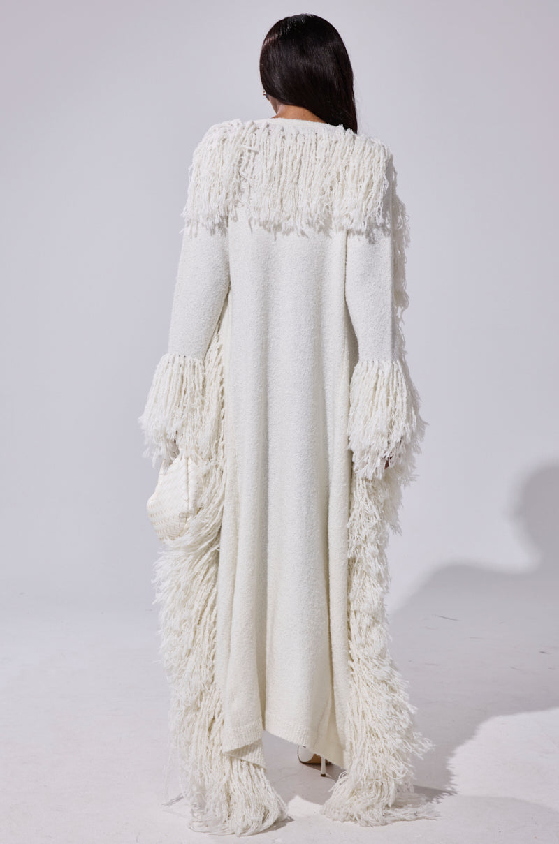 BURRR IT'S COLD OUTSIDE FRINGE OVERSIZED SWEATER IN IVORY