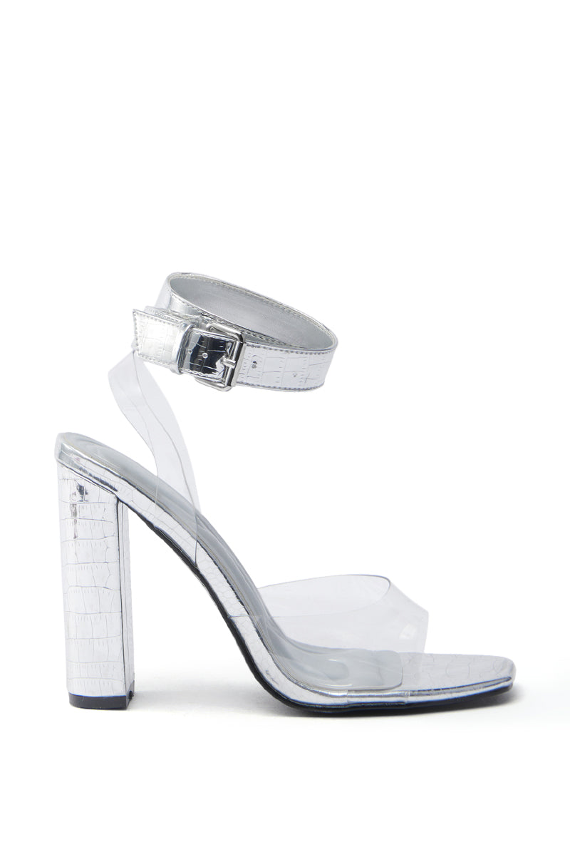 AZALEA WANG REMILIA SILVER CROC SANDAL WITH STRAP