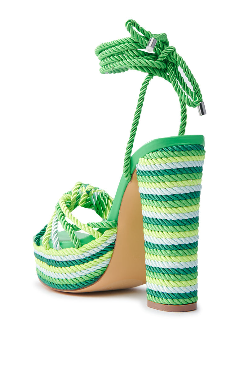RENNEE GREEN MULTI LACE UP PLATFORM SANDAL
