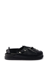 AZALEA WANG RESTER BLACK HARDWARE EMBELLISHED MULE