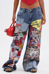 SO SICK PATCHWORK OVERSIZED JEANS