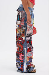 SO SICK PATCHWORK OVERSIZED JEANS