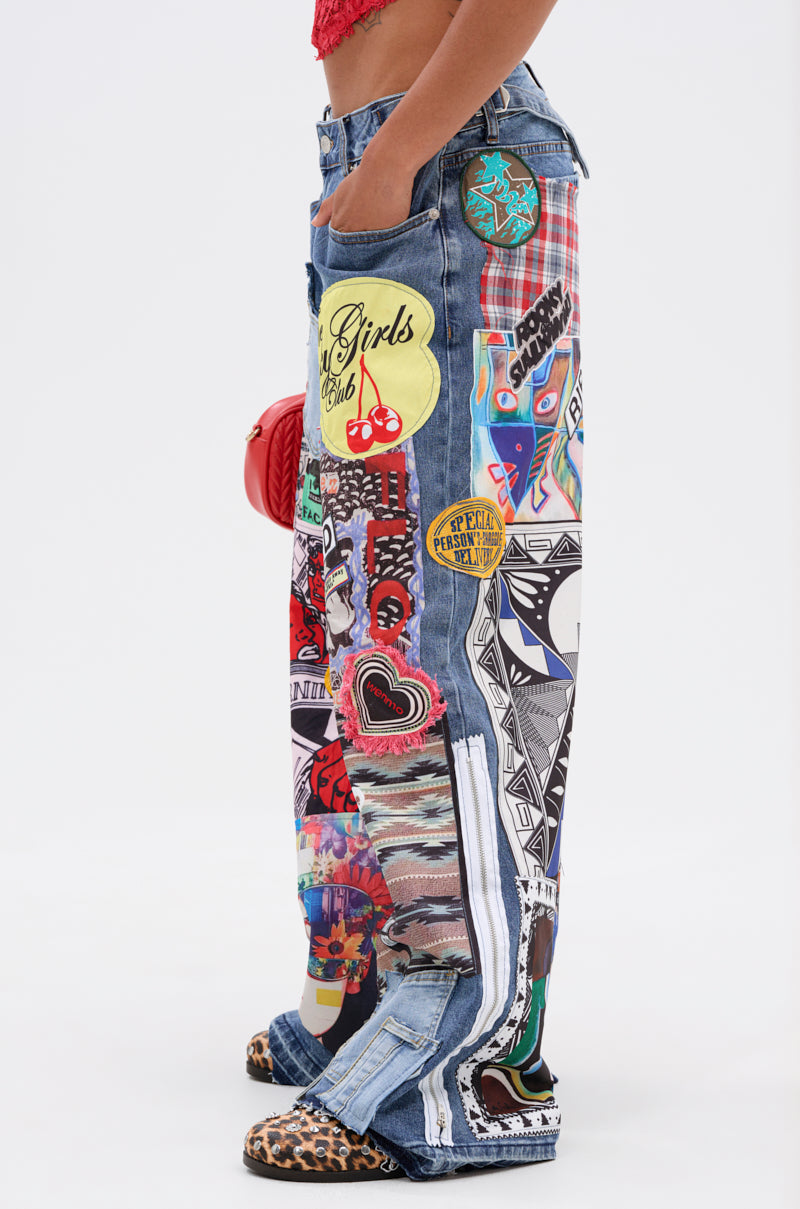 SO SICK PATCHWORK OVERSIZED JEANS