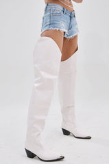 AZALEA WANG RIA OVER THE THIGH WESTERN BOOT IN WHITE
