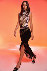 CROCHET FRAYED EDGE MAXI SKIRT