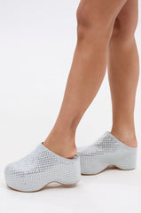 AZALEA WANG ROMESCO BLING FLATFORM CLOG IN GREY