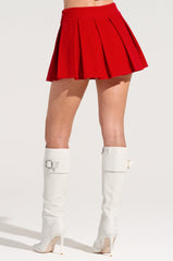 DONT LOOK BACK VELVET MINI SKIRT IN RED