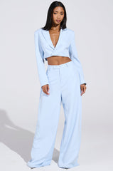 LOTTIE WIDE LEG TROUSER IN LIGHT BLUE