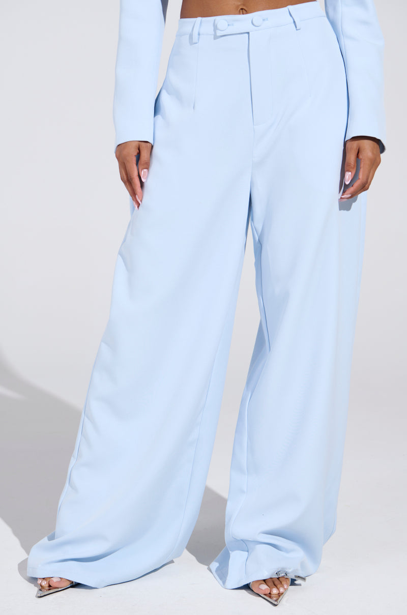 LOTTIE WIDE LEG TROUSER IN LIGHT BLUE
