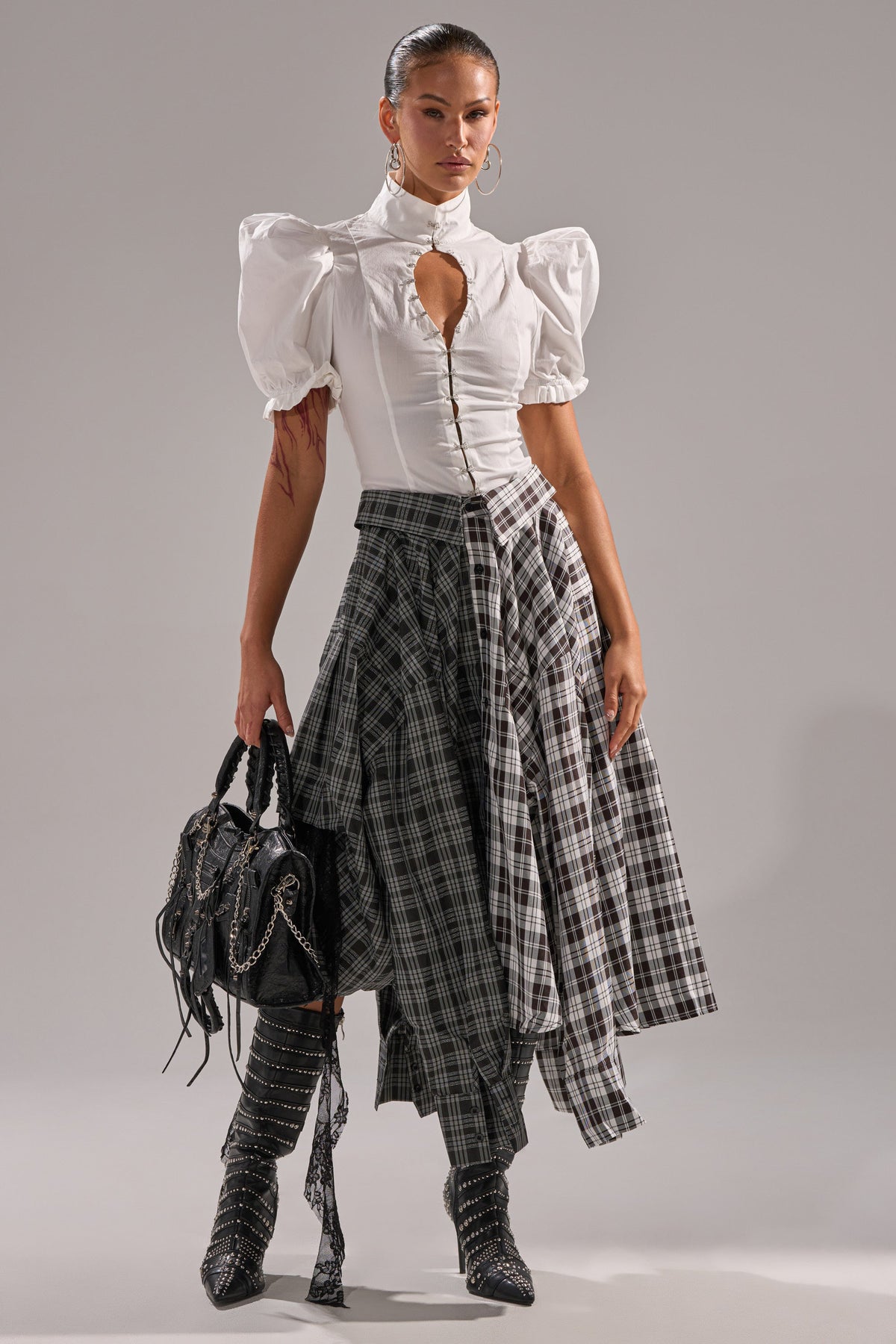 FALL VIBES PLAID MIDI SKIRT