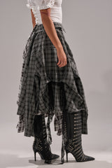 FALL VIBES PLAID MIDI SKIRT