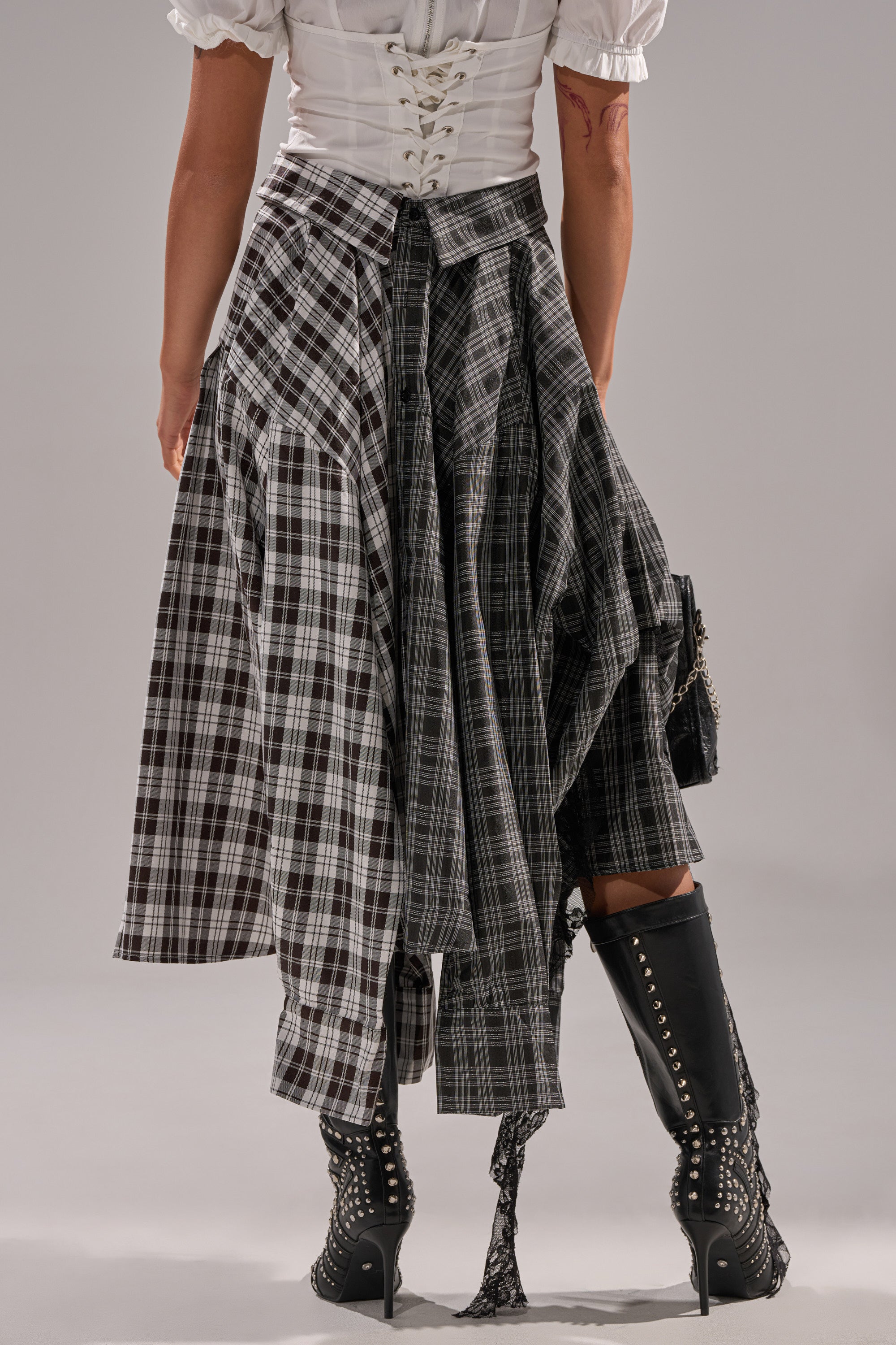 FALL VIBES PLAID MIDI SKIRT