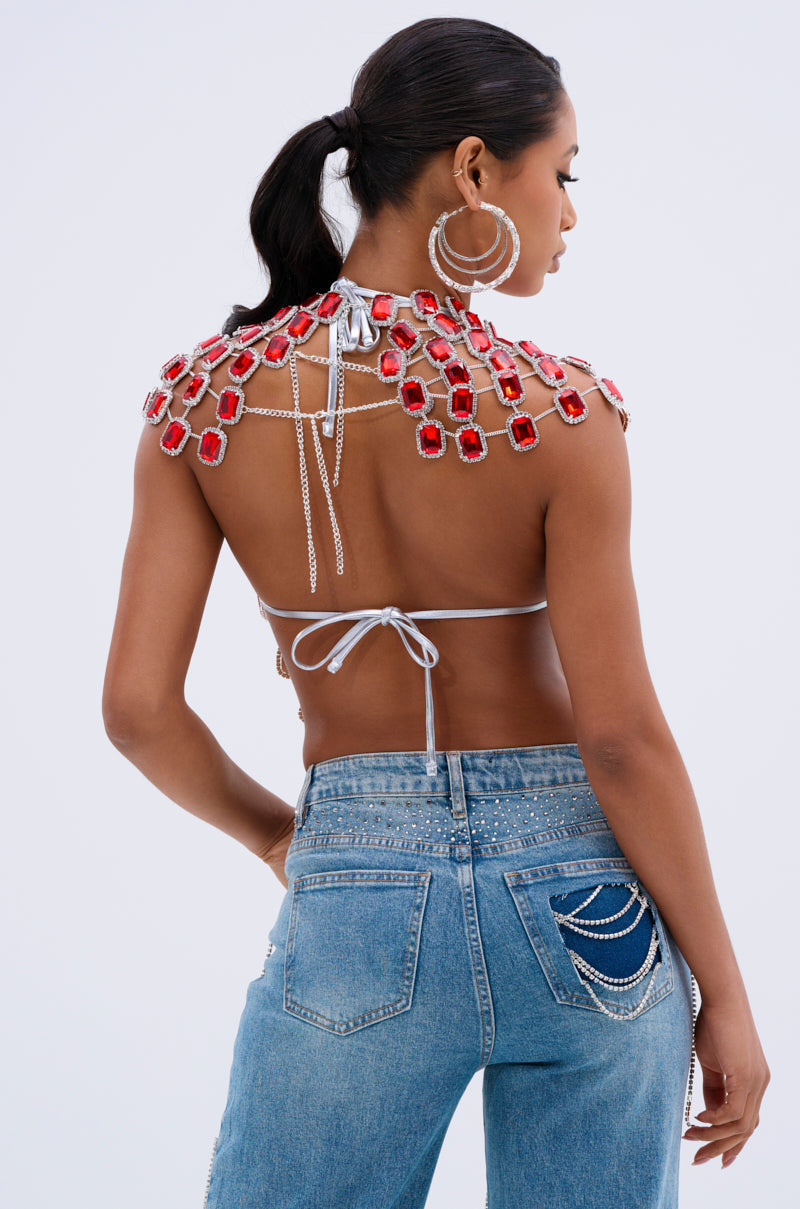 BEJEWELED RUBY SLEEVELESS TOP