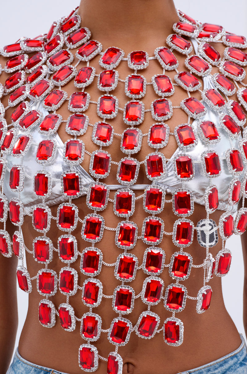 BEJEWELED RUBY SLEEVELESS TOP