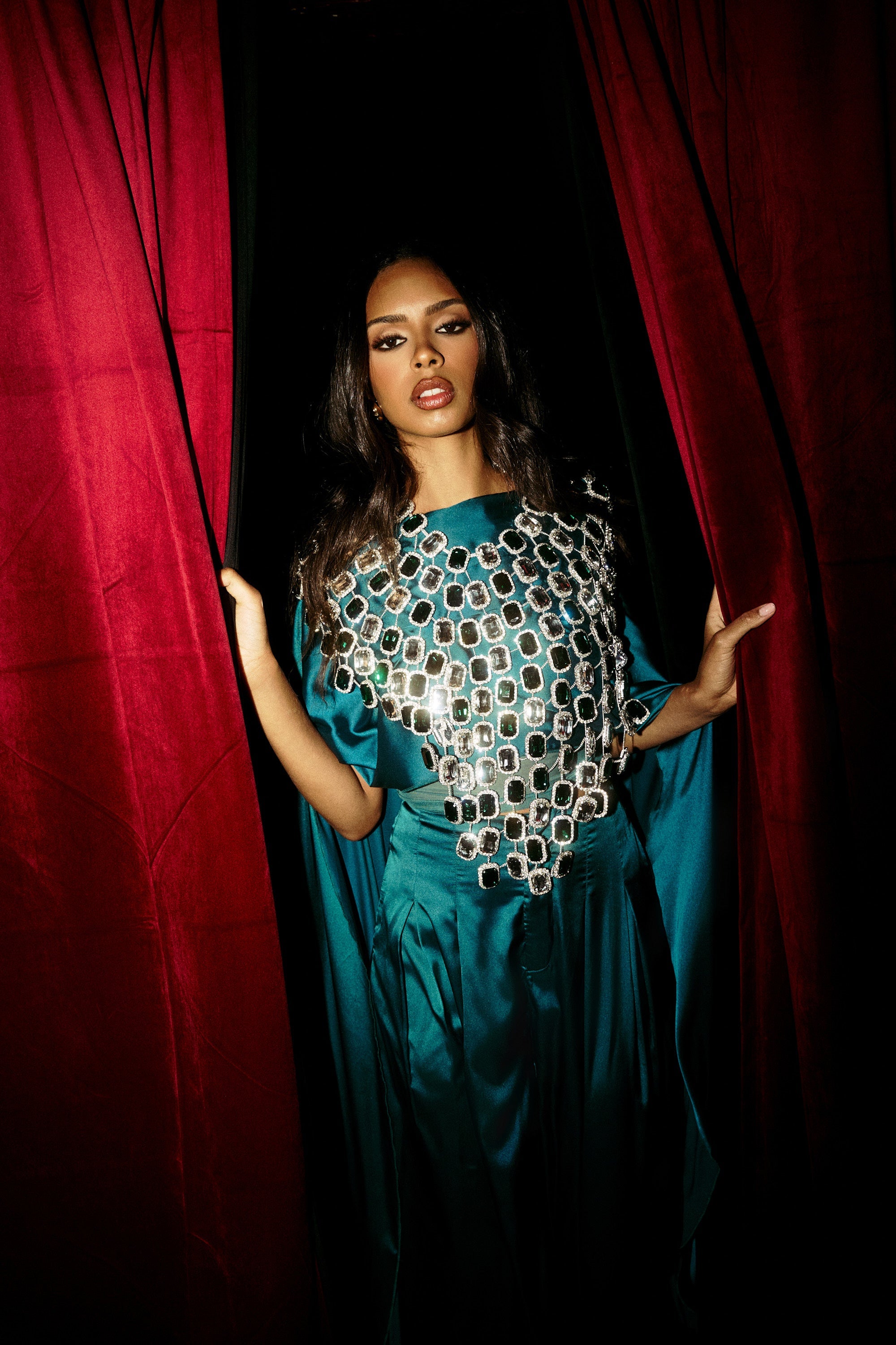 BEJEWLED EMERALD SLEEVELESS TOP