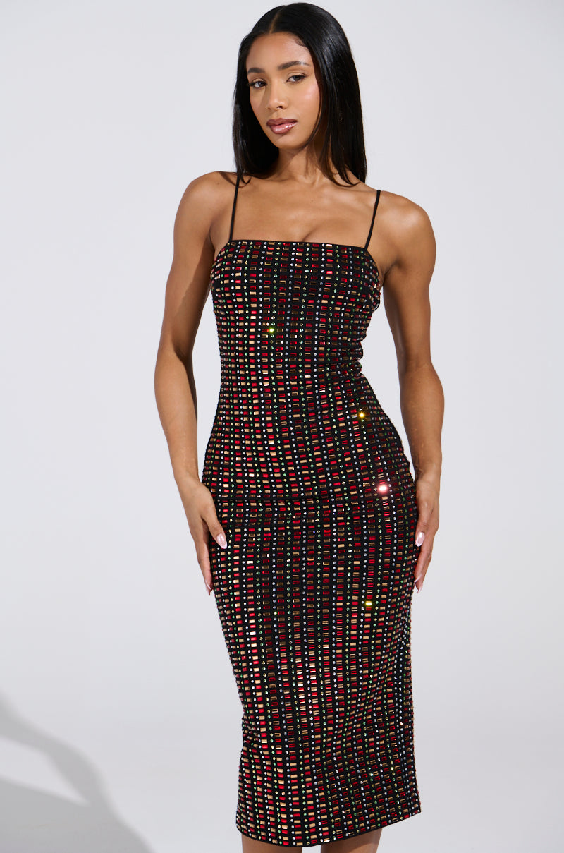 RENEE RHINESTONE MIDI DRESS