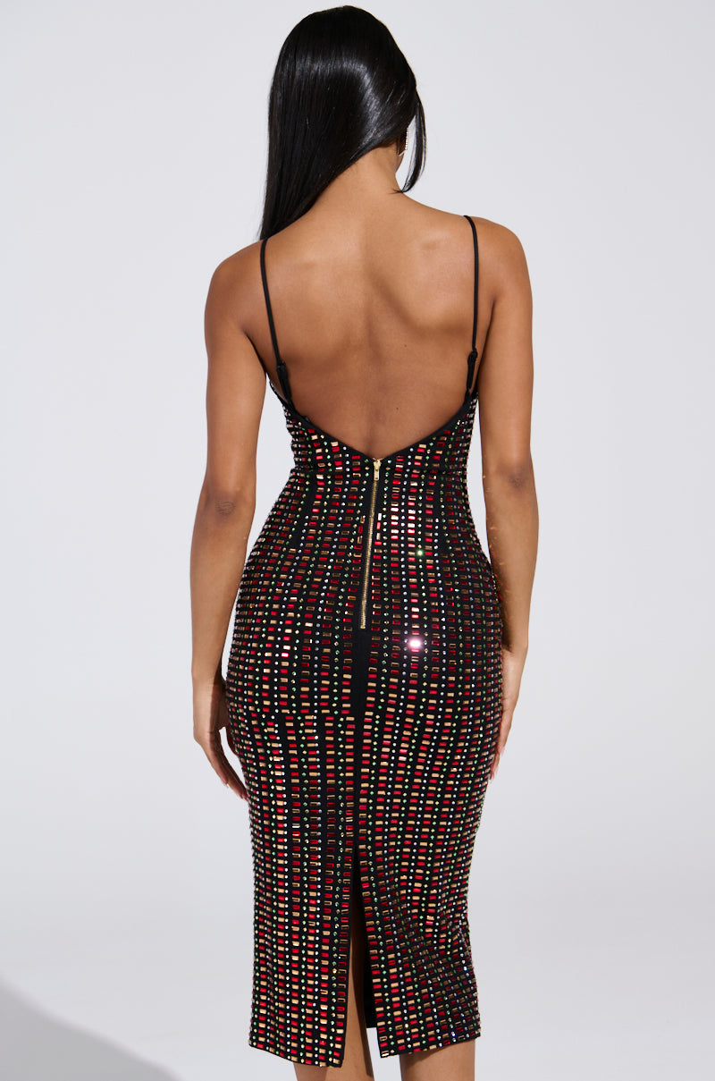 RENEE RHINESTONE MIDI DRESS