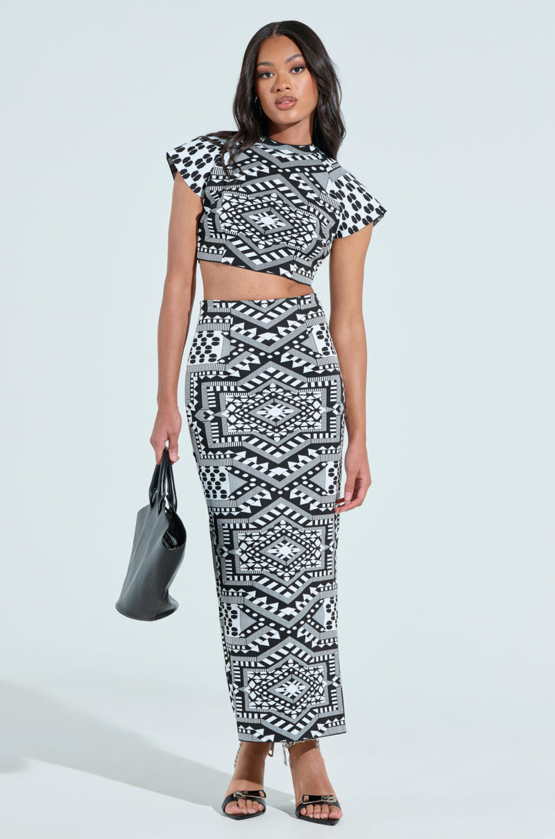 VACA MODE ABSTRACT MAXI SKIRT