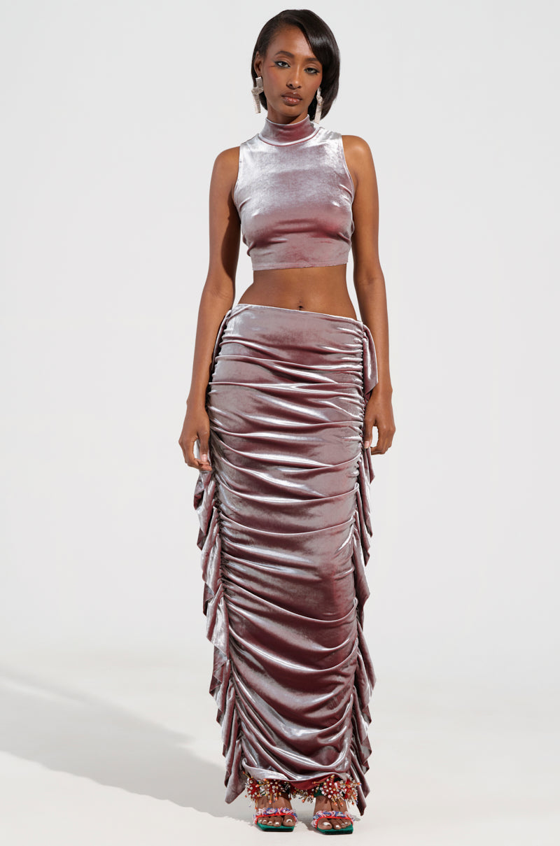 FLAUNT IT VELVET MOCK NECK BLOUSE