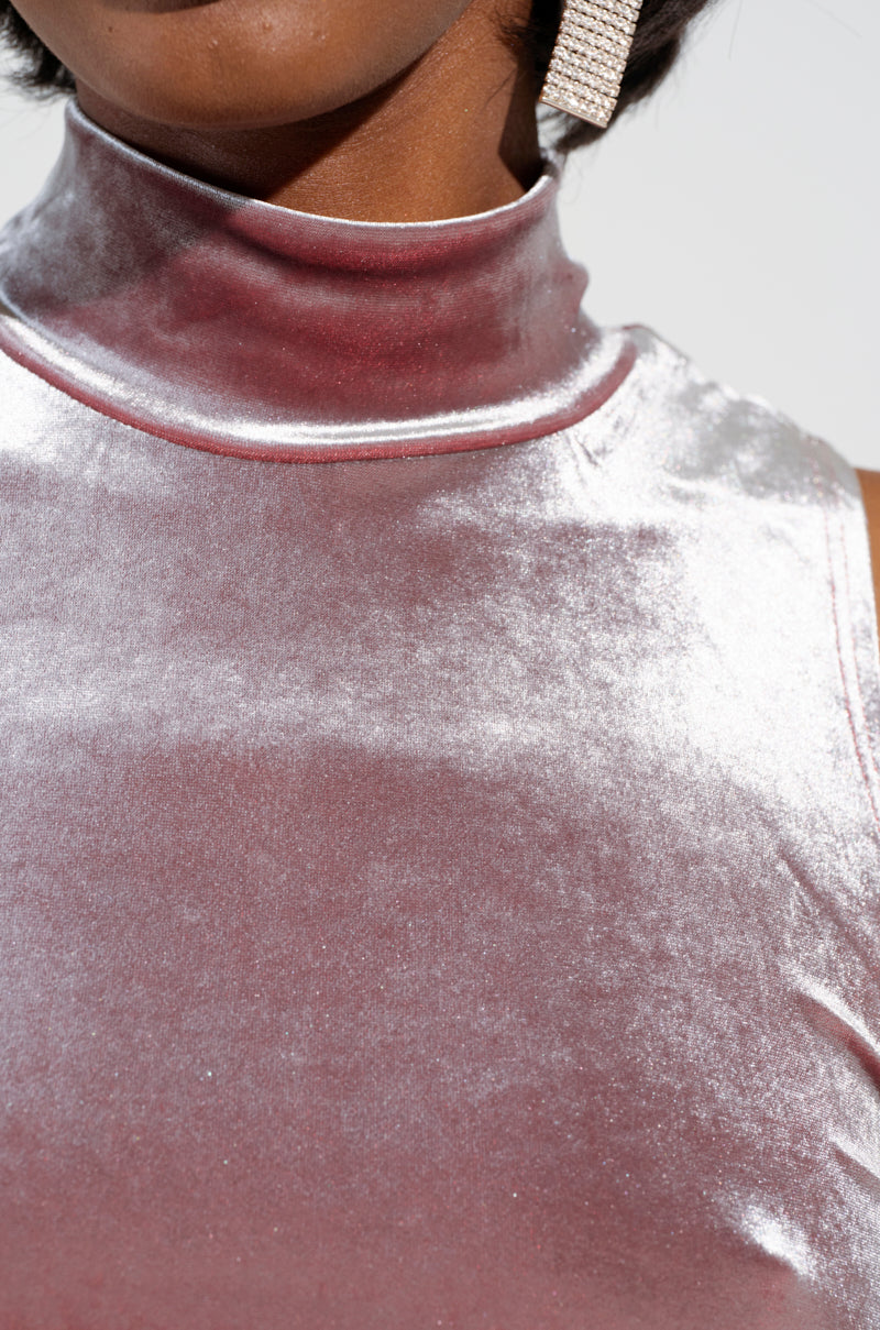 FLAUNT IT VELVET MOCK NECK BLOUSE