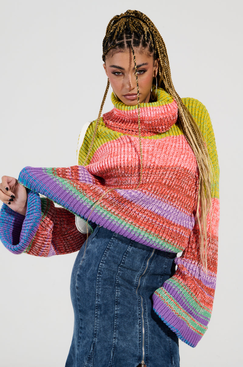 LOOK AT ME CHUNKY MULTI COLOR KNIT SWEATER