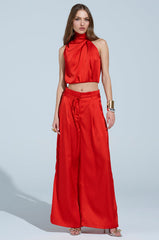 MEREDITH BLAKE SATIN WIDE LEG PANT