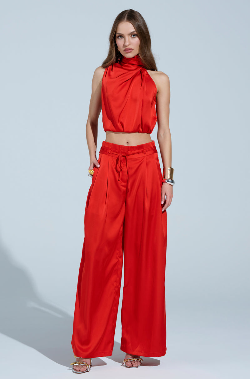 MEREDITH BLAKE SATIN WIDE LEG PANT