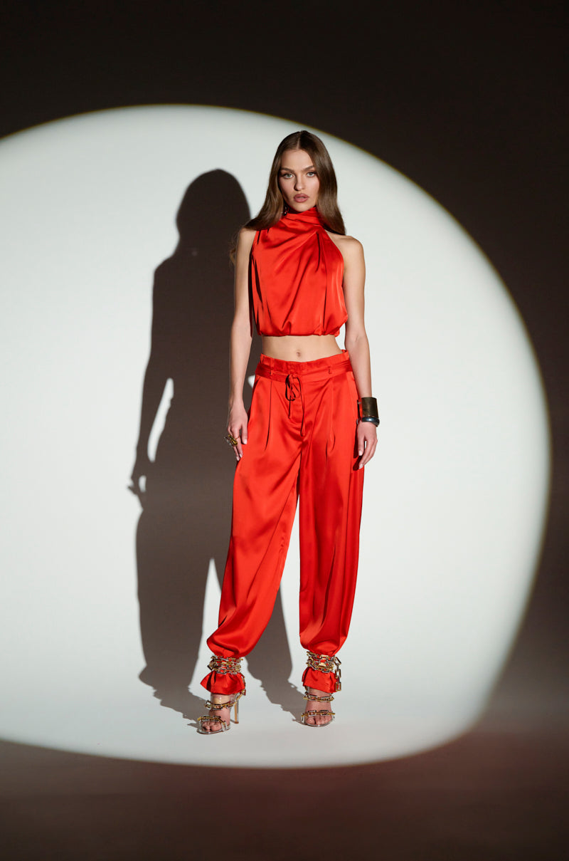 MEREDITH BLAKE SATIN WIDE LEG PANT