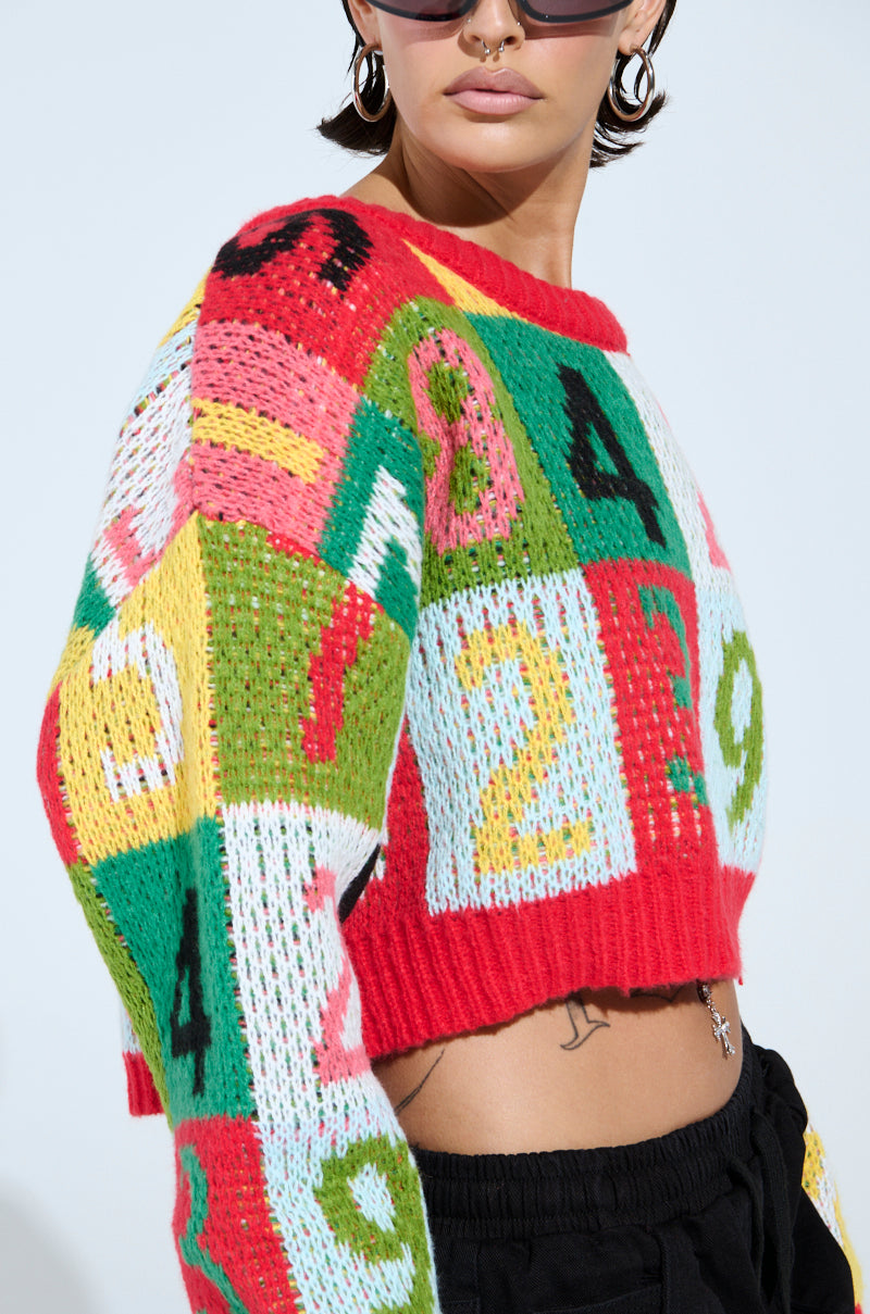 TOO MANY NUMBERS SWEATER