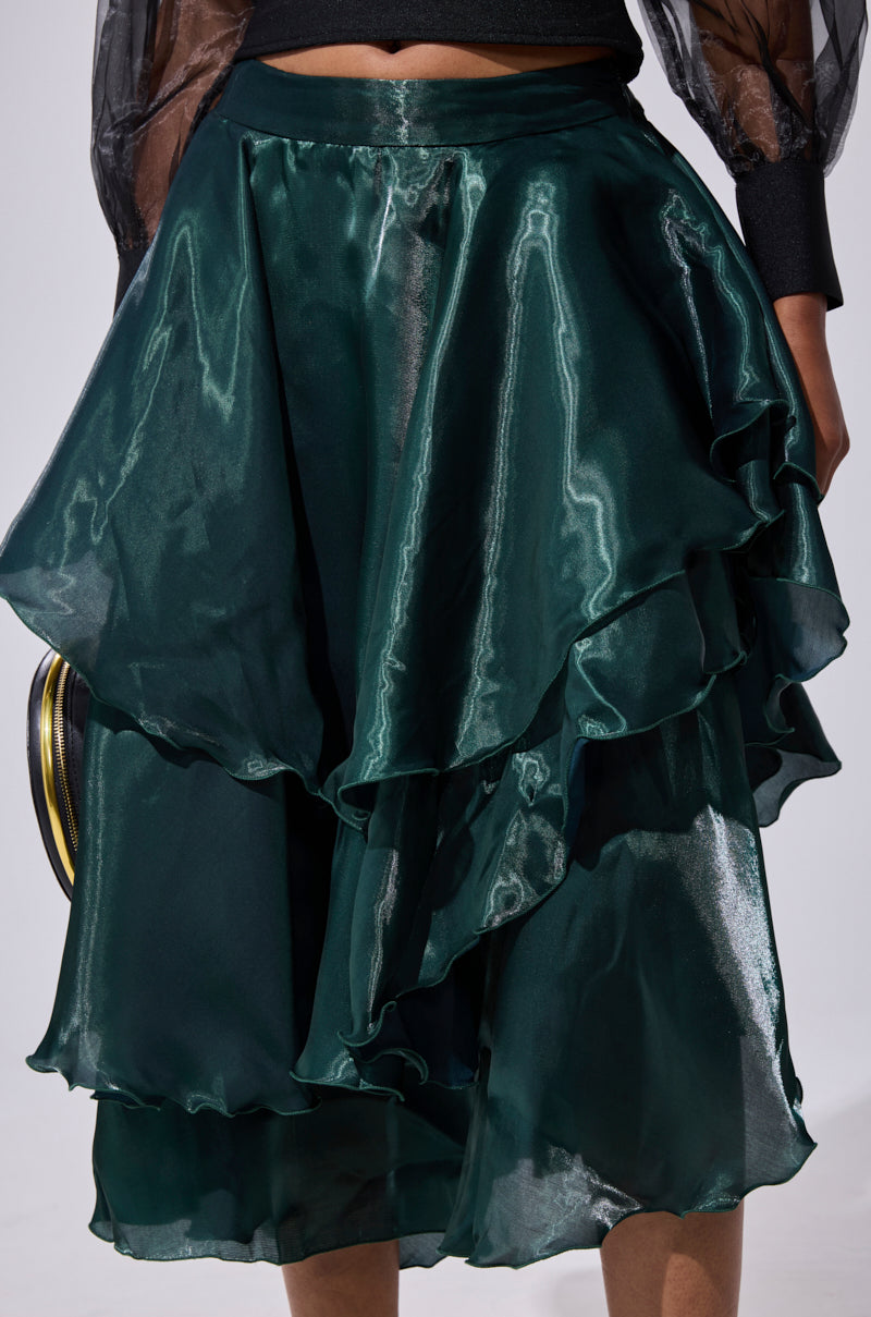 LUXE LIFE SATIN MIDI SKIRT