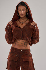 THINK ABOUT YOU ALL THE TIME VELVET DENIM LONG SLEEVE TOP