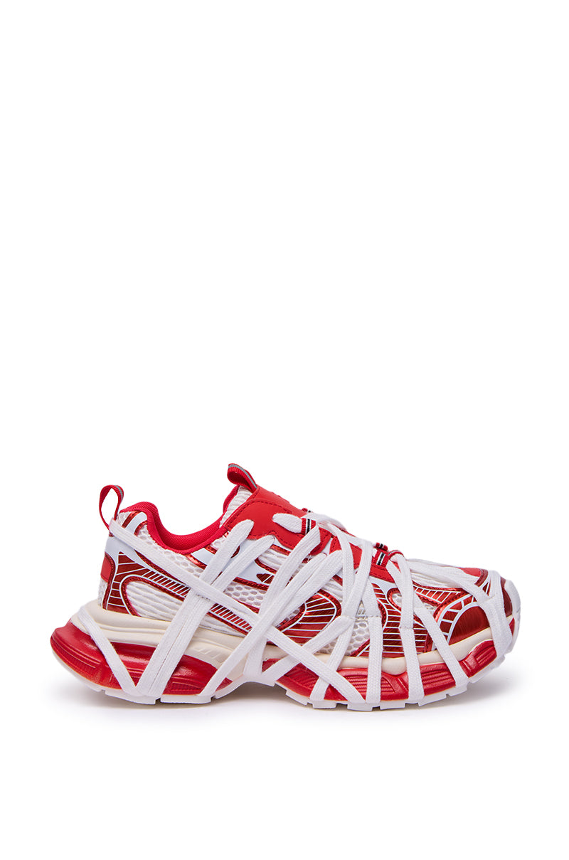 AZALEA WANG SELIE RED FLAT SNEAKER