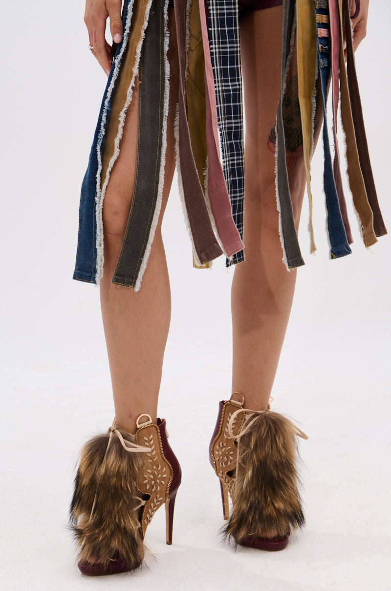 AZALEA WANG SHAINY MULTI MATERIAL SANDAL