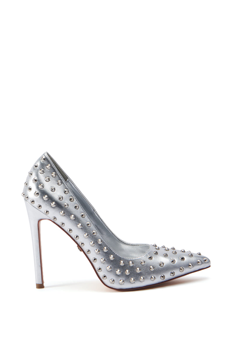 AZALEA WANG SILVVY SILVER PUMP WITH SPIKES