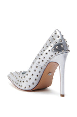 AZALEA WANG SILVVY SILVER PUMP WITH SPIKES