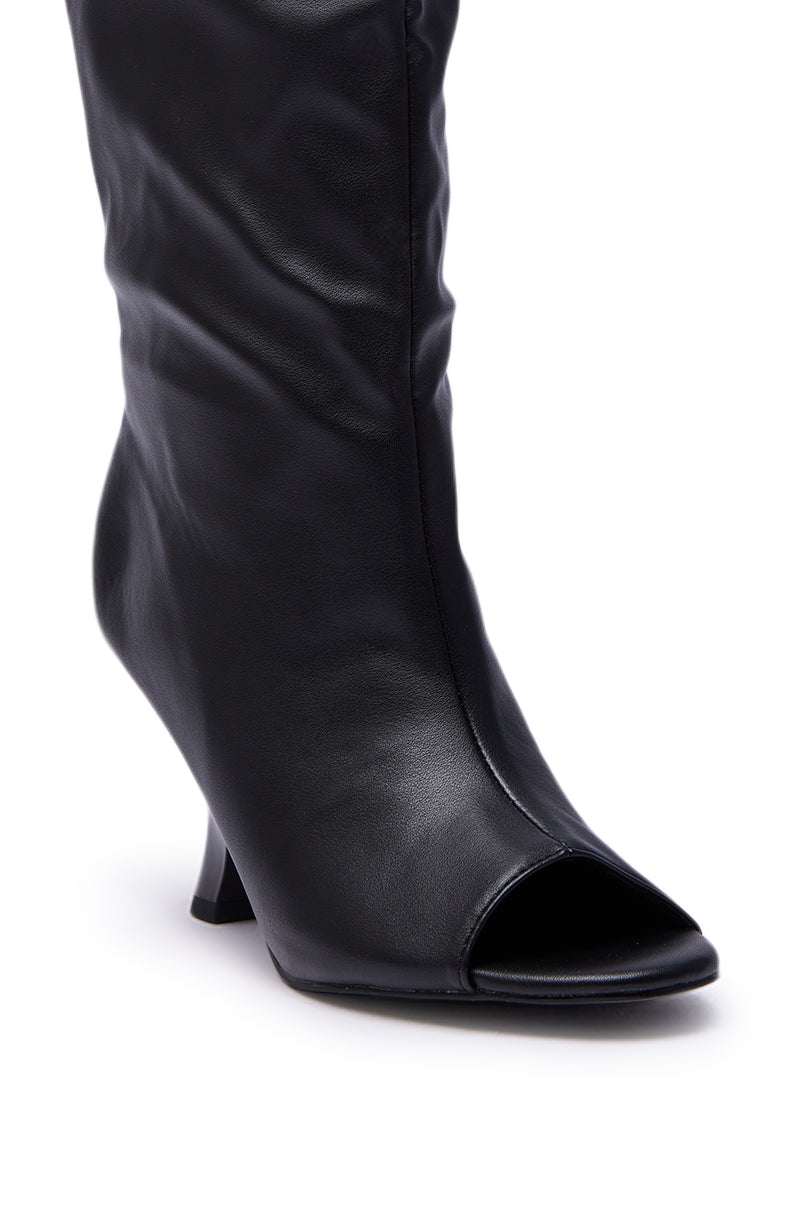 AZALEA WANG SIZANI BLACK WEDGE SLOUCHY BOOT