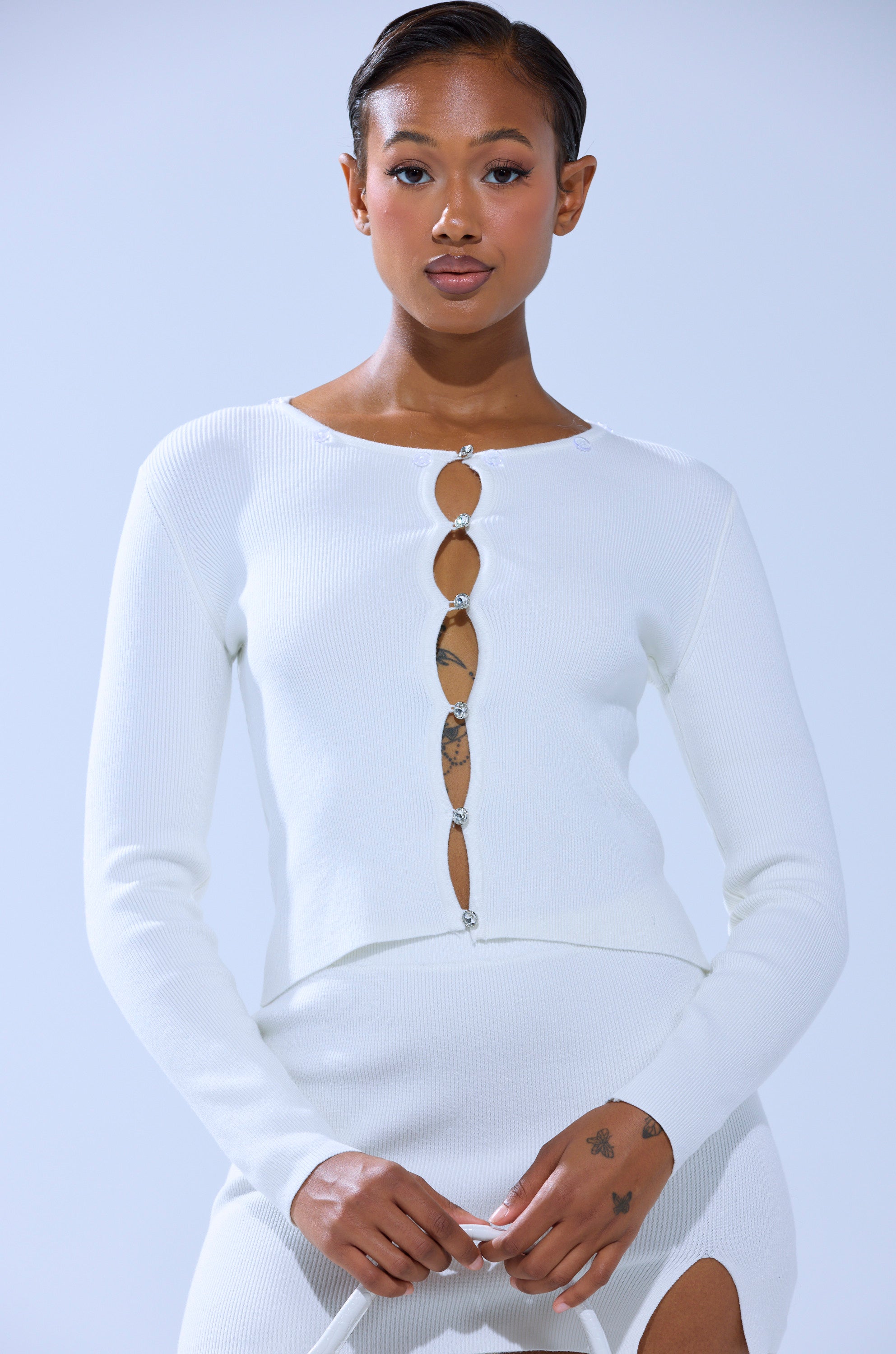 READY FOR THE SNOW CARDIGAN WITH FUR TRIM