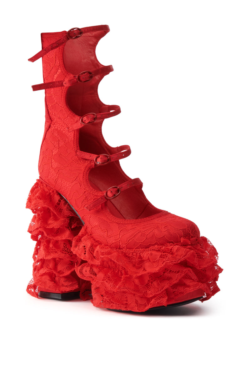 AZALEA WANG SPREENE RED CHUNKY PUMP