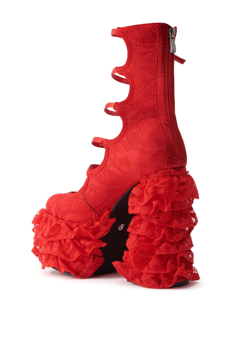 AZALEA WANG SPREENE RED CHUNKY PUMP