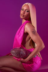 HEARTBREAKER RHINESTONE MINI DRESS IN PINK