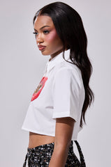 NEW GRILLZ CROPPED BUTTON DOWN SHIRT