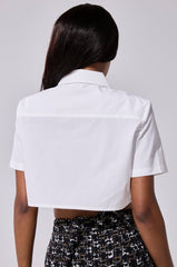 NEW GRILLZ CROPPED BUTTON DOWN SHIRT