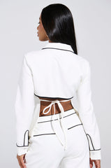 LISA WOVEN PIPED BUTTON UP