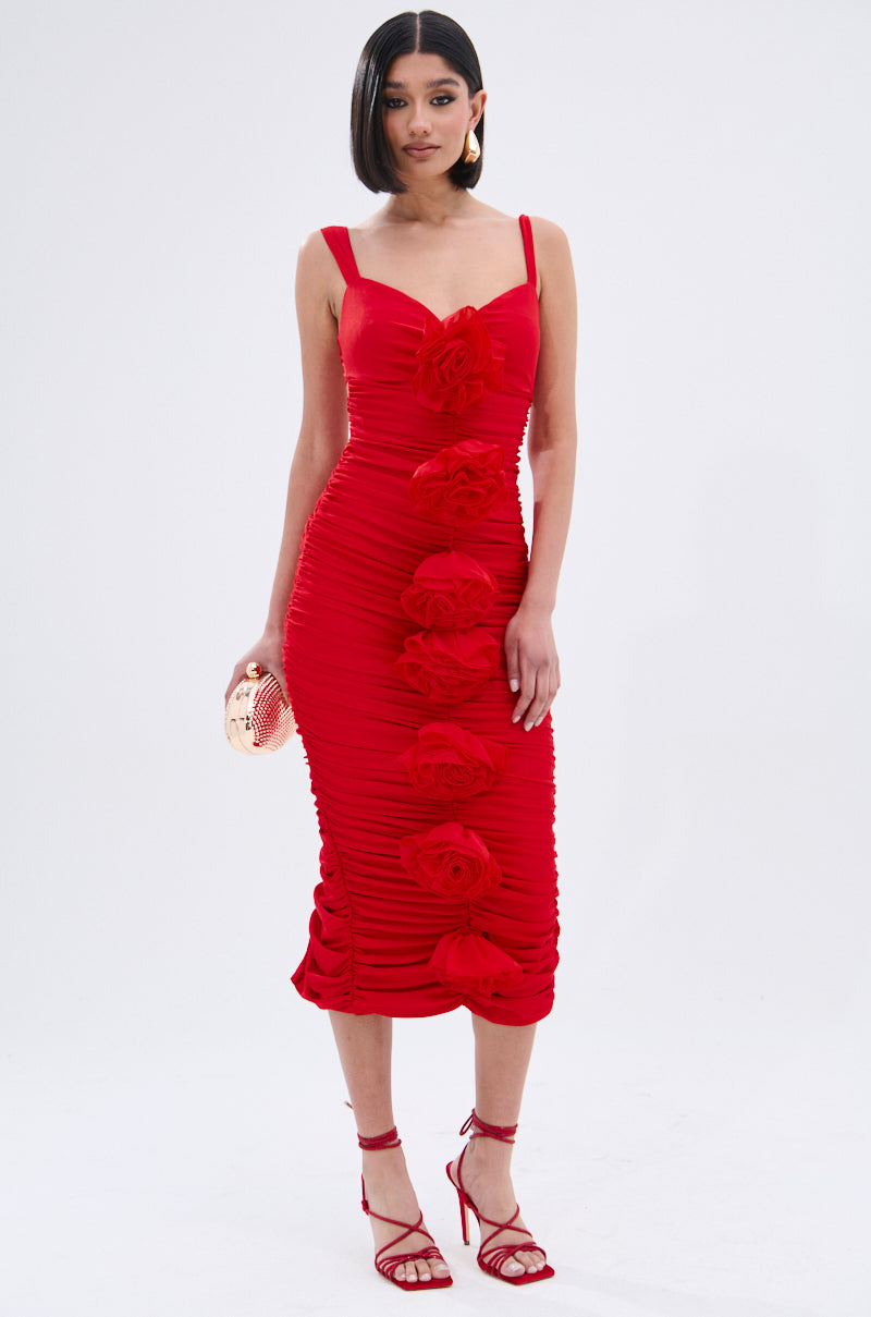 WILL YOU BE MY VALENTINE FLOWER MIDI DRESS