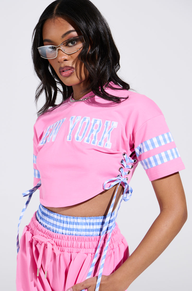 NEW YORK GINGHAM CROP TOP