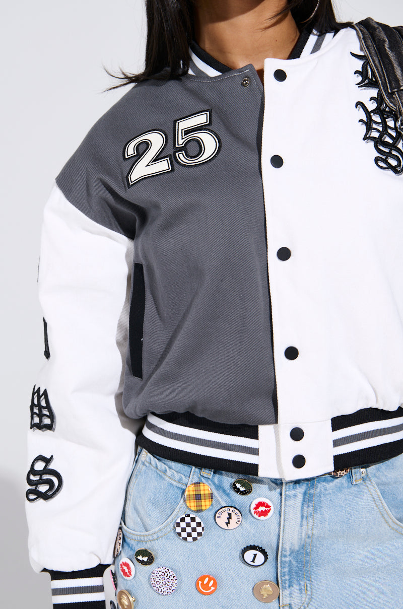 NOT YOUR BABE EMBROIDERED BOMBER