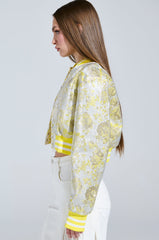 SOLEIL RHINESTONE BROCADE BOMBER